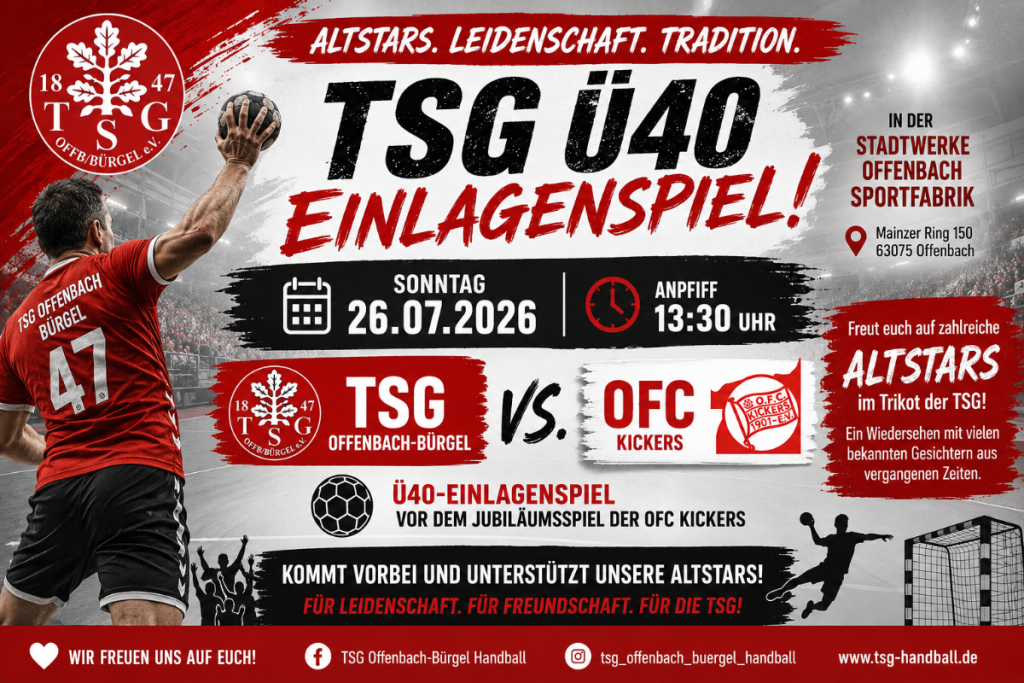 Ü40-Klassiker als Vorspiel zum OFC-Jubiläum – TSG-Offenbach-Bürgel trifft auf die OFC Kickers